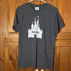 The Home. T Adult’s Gray Classic T-Shirt with White Castle Graphic Size Medium